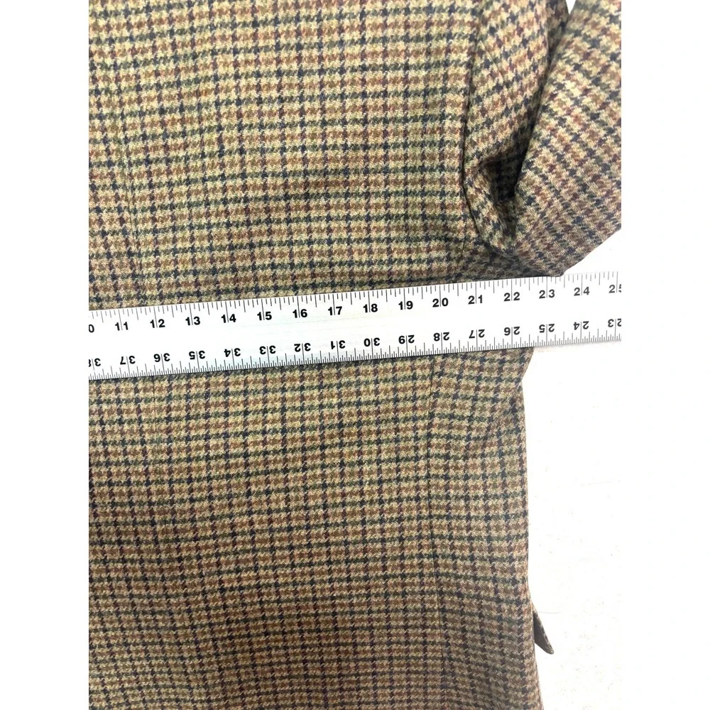 VTG 90s Brown Houndstooth Tweed 43L 44L Blazer Jacket Sport‎ Suit Coat USA Wool